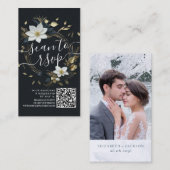 Goud Bloemen Krans Bruiloft QR Code Website RSVP Informatiekaartje (Voorkant / Achterkant)