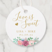 Goud Bloemen Liefde is Zoete Bruiloft Ronde Bedankjes Labels (Voorkant)