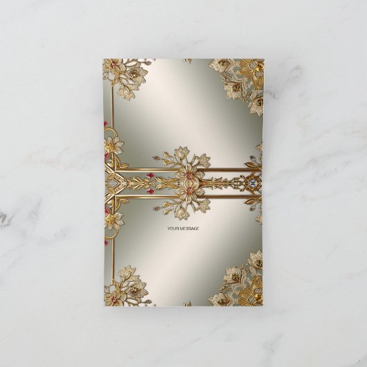 Goud Bloemen Lijst Dank u kaart