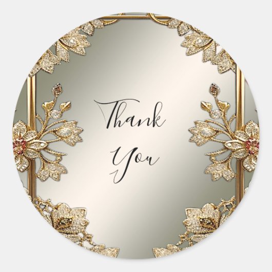 Goud  Bloemen Lijst Sticker (Voorkant)