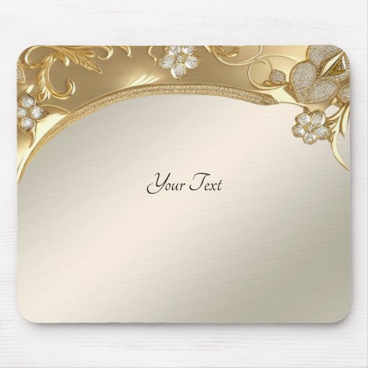 Goud  Bloemen Mousepad Muismat (Voorkant)