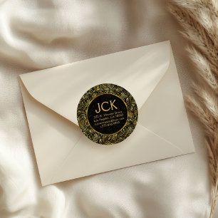 Goud Bloemen Paisley Patroon Ronde Sticker