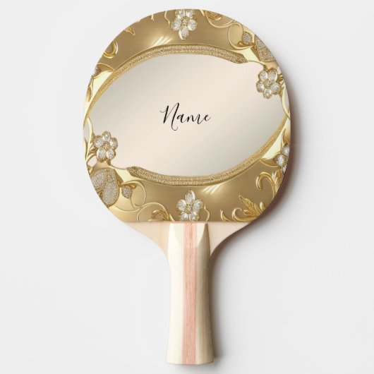 Goud Bloemen Ping Pong Paddle Tafeltennisbatje (Voorkant)