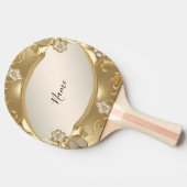 Goud Bloemen Ping Pong Paddle Tafeltennisbatje (Zijkant)