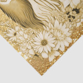 Goud Bloemen Rendier Vakantie Weefsel Papier (Detail)