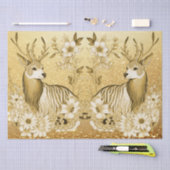 Goud Bloemen Rendier Vakantie Weefsel Papier (Craft)