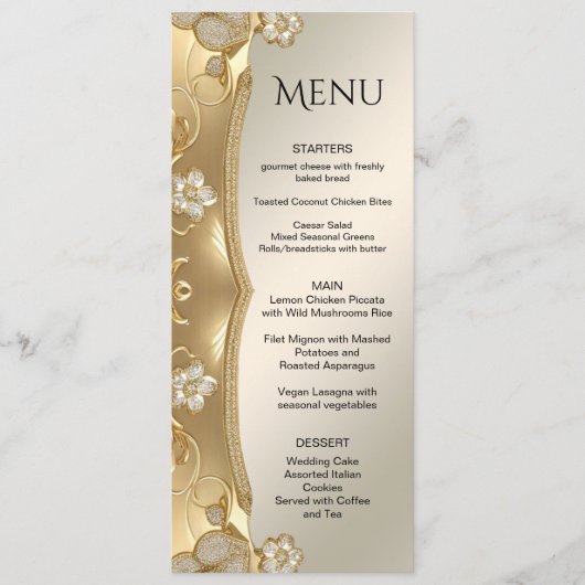 Goud Bloemenmenu Menu (Voorkant)