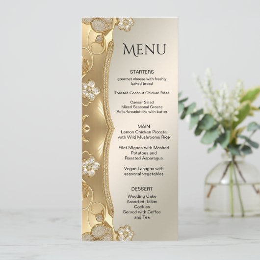 Goud Bloemenmenu Menu (Staand voorkant)