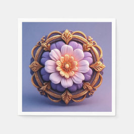 Goud  bloemmedaillon ontwerp servet