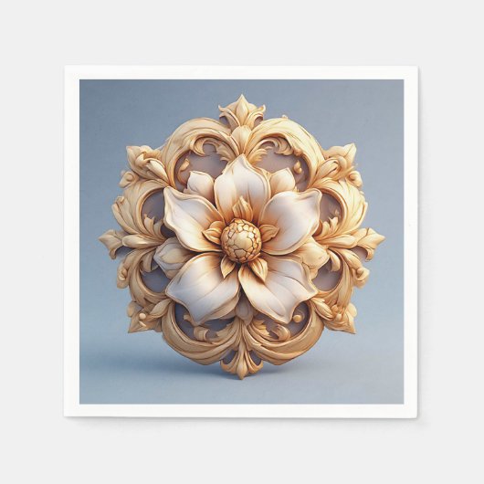 Goud bloemmedaillon ontwerp servet (Voorkant)