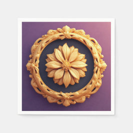 Goud  bloemmedaillon ontwerp servet