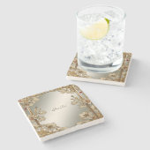 Goud  Bloemsteen Onderzetter (Zijkant)