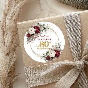 Goud Blush Bourgondië 80e Verjaardag Stickers