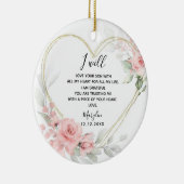 Goud Blush Roze Bloemenhart Moeder van de bruidego Keramisch Ornament (Rechts)