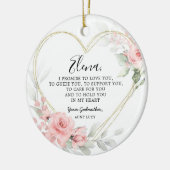 Goud Blush Roze Hart Geometrische peetouders Keramisch Ornament (Links)