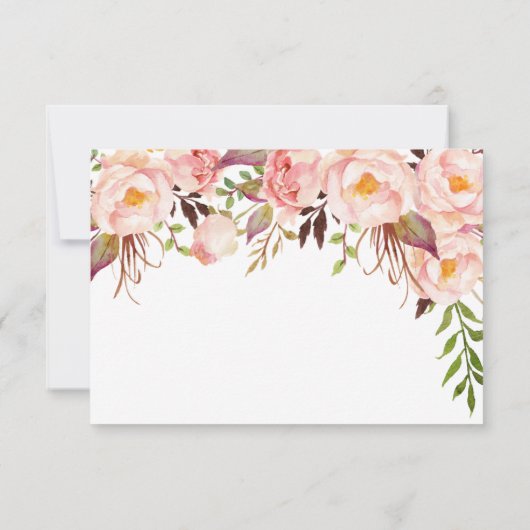 Goud Blush Roze Pioen Bruiloft RSVP Kaarten (Achterkant)