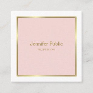 Goud Blush Roze Wit Elegante Moderne Sjabloon Vierkante Visitekaartje