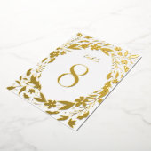 Goud Boho florale grens Tuinetabelnummers Folie Uitnodiging (Gedraaid)