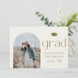 Goud Boho Minimalistische Boog Foto Afstuderen Kaart