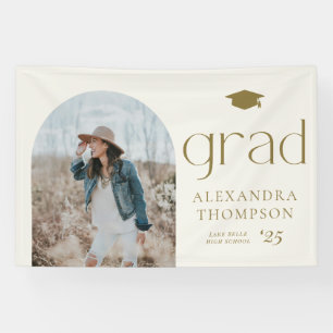 Goud Boho Minimalistische Boog Foto Afstuderen Spandoek