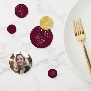 Goud & Bordeaux confetti moderne verjaardagsfeest