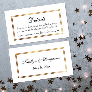 Goud Borded White Wedding Details Kaarten invoegen
