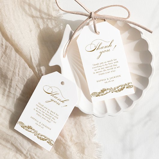 Goud Border Classic Script Bedankt Cadeaulabel