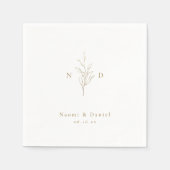 Goud, botanisch monogram rustige bruiloft servet (Voorkant)