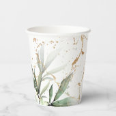 Goud botanische Eucalyptus Elegant Greenery Moss Papieren Bekers (Achterkant)