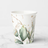 Goud botanische Eucalyptus Elegant Greenery Moss Papieren Bekers (Links)