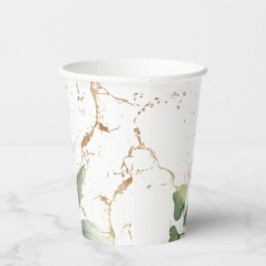 Goud botanische Eucalyptus Elegant Greenery Moss Papieren Bekers (Rechts)