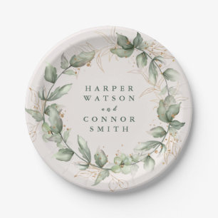 Goud botanische Eucalyptus Elegant Greenery Moss Papieren Bordje