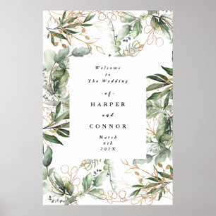 Goud botanische Eucalyptus Elegant Greenery Moss Poster
