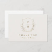 Goud, botanische monogram bruiloft bedankt (Voorkant / Achterkant)