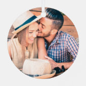 Goud Botanische Onze Eerste Kerst Verloving Metalen Ornament (Achterkant)