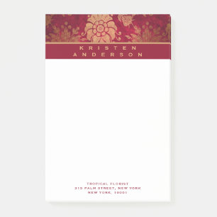Goud Bourgogne Antiek Bloemen Gepersonaliseerde Za Post-it® Notes