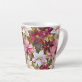 Goud Bourgogne Brons Roze Rood Wit Poinsettia Latte Mok (Rechterhoek)