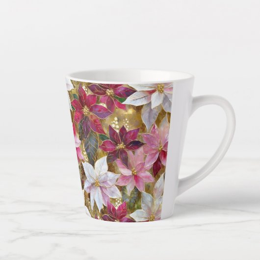 Goud Bourgogne Brons Roze Rood Wit Poinsettia Latte Mok (Rechts)