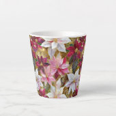 Goud Bourgogne Brons Roze Rood Wit Poinsettia Latte Mok (Voorkant)