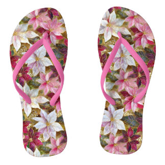 Goud Bourgogne Brons Roze Rood Wit Poinsettia Teenslippers