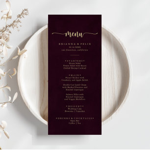 Goud Bourgogne Minimalistische kalligrafie Diner M Menu