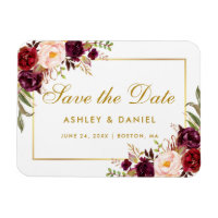 Goud Bourgogne Waterverf Floral Save The Date