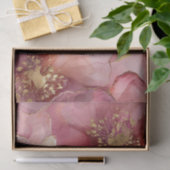 Goud Bourgondi Roze Roze Bloemen Bruiloft Tissuepapier (Geschenk)