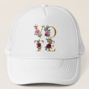 Goud Bourgondië Bloemig Elegant Vrouwelijk Ga Stem Trucker Pet