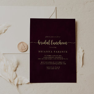 Goud Bourgondië Bridal Luncheon Vrijgezellenfeest Kaart