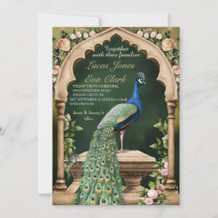 Goud Bourgondië Mehendi Henna Invitat Huwelijk Kaart