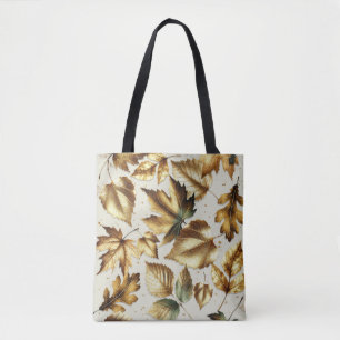 Goud Brons Bladeren Amandel Beige Glam Herfst Draagtas