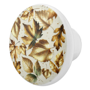Goud Brons Bladeren Amandel Beige Glam Herfst Keramische Knop