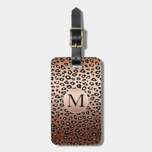 Goud Brons Luipaard Print Ombre Monogram Bagagelabel