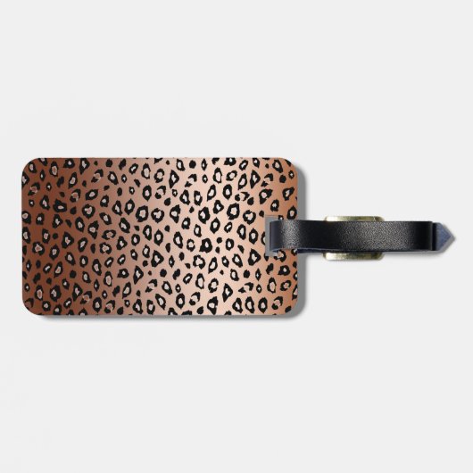 Goud Brons Luipaard Print Ombre Monogram Bagagelabel (Achterkant horizontaal)